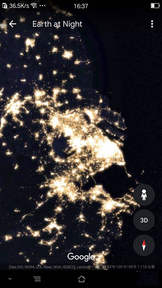 谷歌地球查看夜晚灯光图 谷歌地球查看夜晚灯光图教程